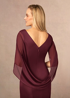 Azazie Belladonna Mother of the Bride Dresses Cabernet Mermaid Scoop Pleated Mesh Dress image6