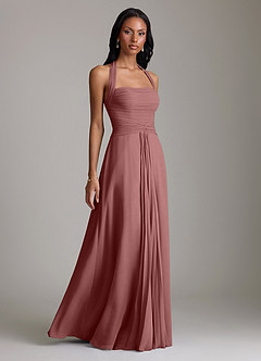 Azazie Clarisa Bridesmaid Dresses Desert Rose A-Line Pleated Chiffon Dress image1