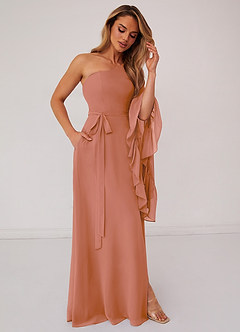 Barbie ♥ Azazie Brautjungfernkleider A-Linie Langarm Chiffon Kleid Mai Tai image4