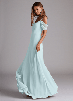 Azazie Marley Brautjungfernkleider Wandelbar A-Linie Schulterfrei Chiffon Kleid Nebel image3