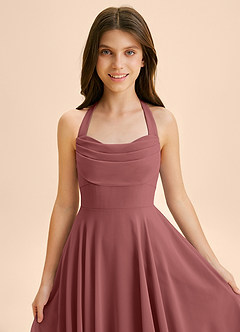 Azazie Kady Junior Abito A-Line in Chiffon Scollo a Cuore Ametista image6