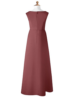 Azazie Sadia Vestido de Rosa Del Desierto de Satin Mate de Acampanado con Plisado image7