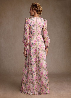 Azazie Marlo Moeder van de bruid jurken A-Lijn Jurk van Chiffon Geplooid Lavendel Bloemig image3