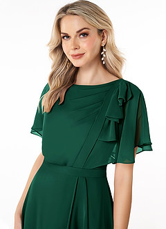 Azazie Aaliyah Modest Bridesmaid Dresses A-Line Scoop Pleated Chiffon Floor-Length Dress image5