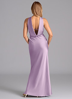 Azazie Lusinda Bridesmaid Dresses Frosted Lilac Mermaid Strapless Stretch Satin Dress image7