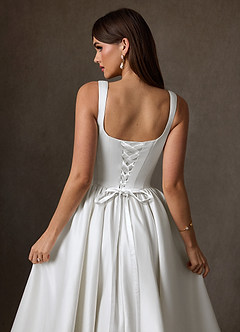 Azazie Verina Hochzeitskleider A-Linie mit Taschen Satin Kleid Diamantweiß image6