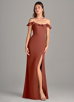 Azazie Callie Bridesmaid Dresses Auburn Mermaid Side Slit Chiffon Convertible Dress image7
