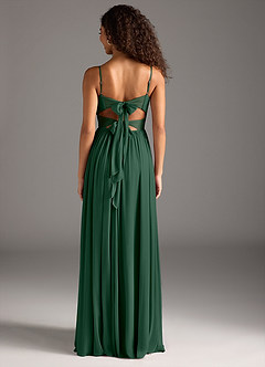 Azazie Zeya Bridesmaid Dresses Dark Green A-Line Pleated Mesh Dress image5
