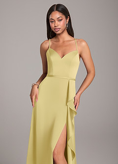 Azazie Naeem Bridesmaid Dresses Lemon Sorbet A-Line Stretch Satin Dress image2