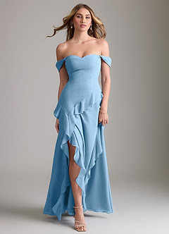 Azazie Sloane Bridesmaid Dresses Steel Blue A-Line Sweetheart Neckline Chiffon Dress image5