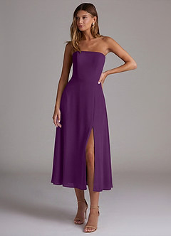 Azazie Wren Bridesmaid Dresses Grape A-Line Strapless Chiffon Dress image1