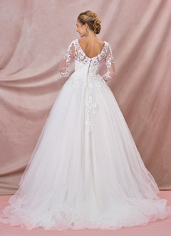 Azazie Freya Wedding Dresses A-Line Sequins Tulle Chapel Train Dress image7