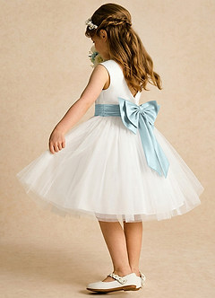 Azazie Sosie Flower Girl Dresses Ivory Mist A-Line Pleated Tulle Dress image4
