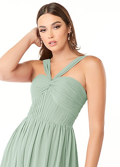 Azazie Dionne Brautjungfernkleider A-Linie Korsett Chiffon Kleid Agave image6