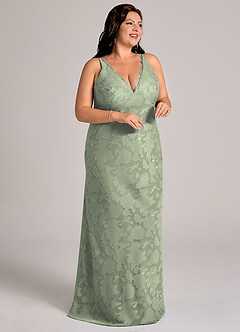 Azazie Tianna Brudtärnklänningar Klä av Tubklänning i Blommig Utbrändhet Spets Agave image11