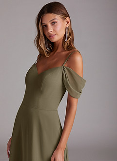 Azazie Marley Abiti da Damigella Abito Convertibile A-Line in Chiffon a Spalla Scoperta Willow Green image8