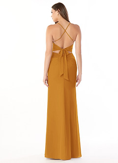 Azazie Aribella Brautjungfernkleider Etui Gestreift Chiffon Kleid Butterscotch image2