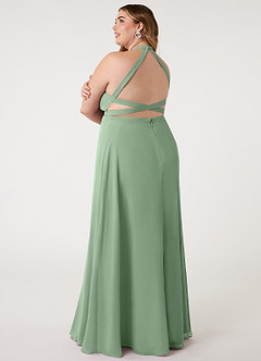 Azazie Clarice Bridesmaid Dresses Matcha A-Line Halter Chiffon Dress image12