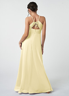 Azazie Avelina Junior A-Linie Plissee Chiffon Kleid Zitronensorbet image3