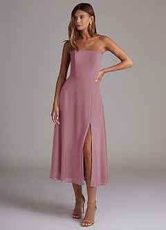 Azazie Wren Bridesmaid Dresses Vintage Mauve A-Line Strapless Chiffon Dress image1