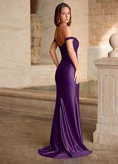 Valeria Lila Samt-Pailletten-Korsett-Satin-Abendkleid image9