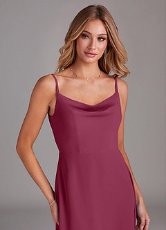 Azazie Daenerys Bridesmaid Dresses Mulberry A-Line Cowl Chiffon Dress image6