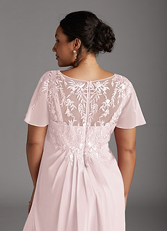 Azazie Holga Kleider für die Brautmutter A-Linie V-Hals Spitze Chiffon Kleid Zartrosa image8