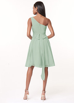 Azazie Katrina Bridesmaid Dresses Agave A-Line One Shoulder Chiffon Dress image2