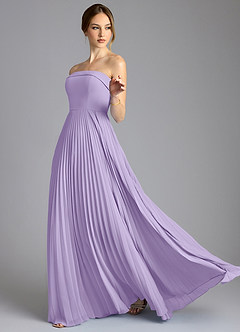 Azazie Mariana Vestidos de damas de honor Vestido de Lila de Gasa de Corte en A con Sin tirantes image4
