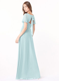 Azazie Kimber Brautjungfernkleider A-Linie Volantärmel Chiffon Kleid Nebel image4