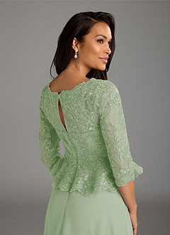 Azazie Averie Mother of the Bride Dresses Dusty Sage A-Line Boatneck Sequins Chiffon Dress image5