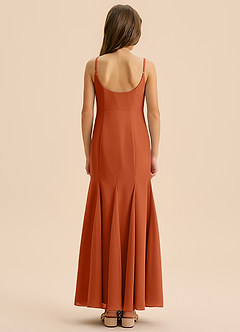 Azazie Evey Junior Abito Sirena in Chiffon Plissettato Arancia Bruciata image2