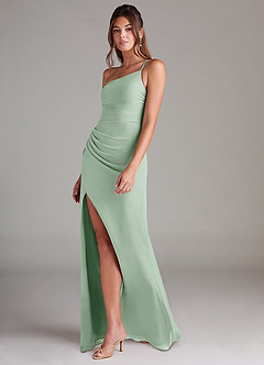 Azazie Eren Bridesmaid Dresses Agave Sheath One Shoulder Chiffon Dress image5