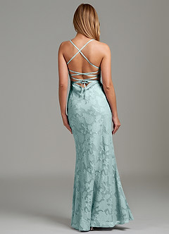 Azazie Ola Bridesmaid Dresses Mist Mermaid Corset Floral Burnout Dress image6