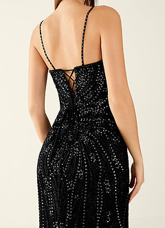 Minerva Black Beading V-neck Corset Mermaid Prom Dress image6
