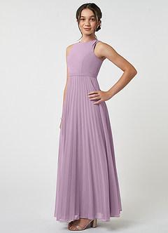 Azazie Lindie Junior Wisteria A-Line Pleated Chiffon Dress image3