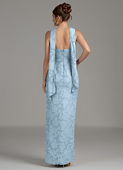 Azazie Calandra Bridesmaid Dresses Sky Blue Sheath Pleated Floral Burnout Dress image6
