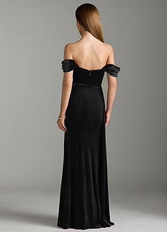 Azazie Amyra Robes de demoiselle d'honneur Robe Fourreau Convertible en velours Épaule décolletée Noir image10