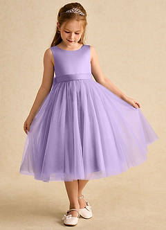 Azazie Winnie Flower Girl Dresses Lilac Ball-Gown Bow Tulle Dress image2
