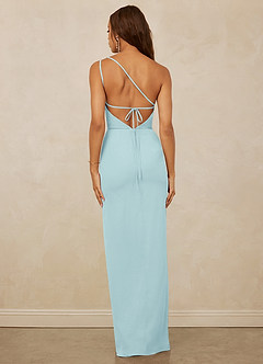 Christian Siriano Bridal for Azazie 1003 Bridesmaid Dresses Sea Glass Sheath One Shoulder Chiffon Dress image2