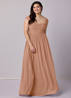 Barbie ♥ Azazie Bridesmaid Dresses Champagne Rose A-Line Corset Chiffon Dress image12