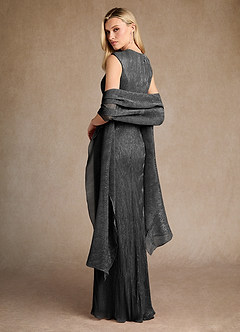 Azazie Salem Kleider für die Brautmutter A-Linie Plissee Metallisches Netz Kleid Schwarz image5