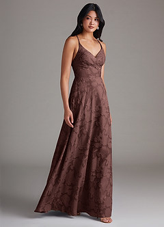 Azazie Davis Robes de demoiselle d'honneur Robe Trapèze en Blumen-Burnout Plissée Expresso image4