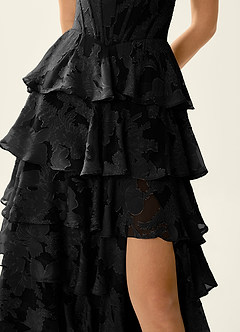 Wrenana Black Textured Floral Jacquard Prom Dress image7