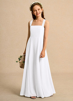 Azazie Tater Junior Formal Flower Girl Dresses White A-Line Pleated Chiffon Dress image1