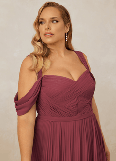 Christian Siriano Bridal for Azazie 1013 Bridesmaid Dresses Merlot A-Line Off the Shoulder Chiffon Dress image14