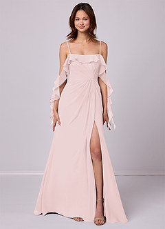 Barbie ♥ Azazie Jurken voor bruidsmeisjes Converteerbaar Jurk van Chiffon met A-Lijn Off the Shoulder Blozend Roze image7