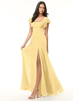 Azazie Bondi Bridesmaid Dresses Butter A-Line Ruffled Chiffon Dress image4