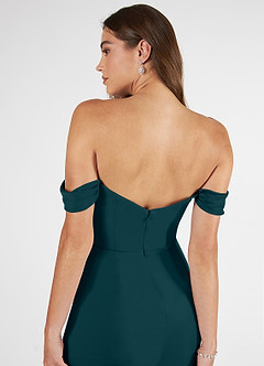 Azazie Kit Bridesmaid Dresses Pine Mermaid Off the Shoulder Mesh Dress image7