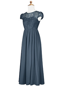 Azazie Delevingne Junior Vestido de Neptuno de Gasa de Corte en A con Encaje image8